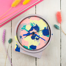 Load image into Gallery viewer, Lilac &amp; Neon Marbled Jesmonite Clock