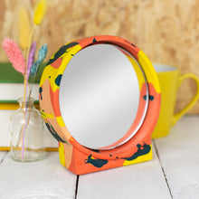 Load image into Gallery viewer, Orange, Yellow &amp; Green Marbled Jesmonite Mirror