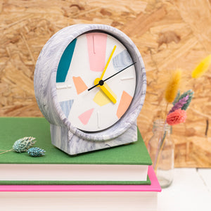 Broken Pieces Clock - marbled lilac stand
