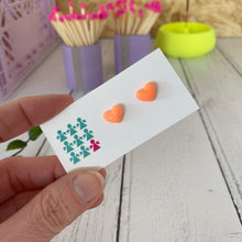 Load image into Gallery viewer, Neon jesmonite heart stud earrings