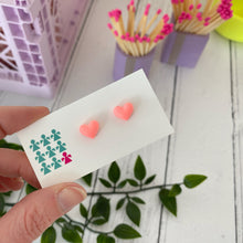 Load image into Gallery viewer, Neon jesmonite heart stud earrings