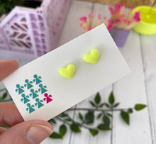 Load image into Gallery viewer, Neon jesmonite heart stud earrings