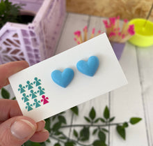 Load image into Gallery viewer, Large neon jesmonite heart stud earrings