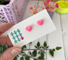 Load image into Gallery viewer, Neon jesmonite heart stud earrings