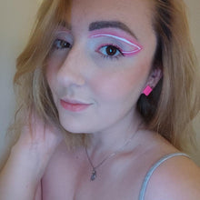 Load image into Gallery viewer, Neon pink square earrings