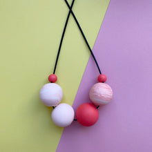 Load image into Gallery viewer, Pink and red statement Jesmonite necklace