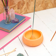 Load image into Gallery viewer, Neon orange Jesmonite incense holder