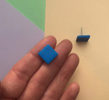Load image into Gallery viewer, Nine Angels Blue square stud earrings