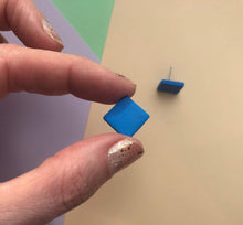 Load image into Gallery viewer, Nine Angels Blue square stud earrings