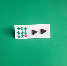 Load image into Gallery viewer, Nine Angels Burgundy triangle earrings