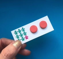 Load image into Gallery viewer, Nine Angels Coral pink circle polymer clay earrings