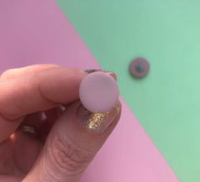 Load image into Gallery viewer, Nine Angels Heather pink circle polymer clay earrings