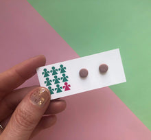 Load image into Gallery viewer, Nine Angels Heather pink mini circle polymer clay earrings