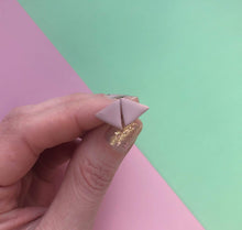 Load image into Gallery viewer, Nine Angels Heather pink triangle polymer clay earrings