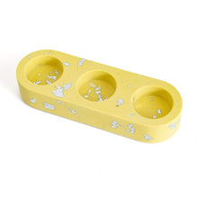 Load image into Gallery viewer, Nine Angels Jesmonite pastel yellow triple tea light holder