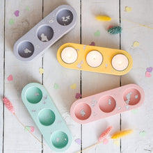 Load image into Gallery viewer, Nine Angels Jesmonite pastel yellow triple tea light holder