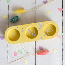 Load image into Gallery viewer, Nine Angels Jesmonite pastel yellow triple tea light holder