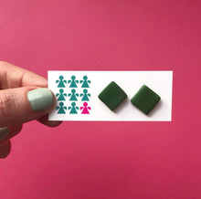 Load image into Gallery viewer, Nine Angels Khaki square earrings