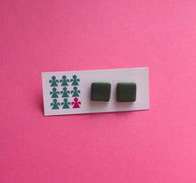 Load image into Gallery viewer, Nine Angels Khaki square earrings
