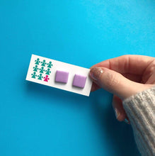 Load image into Gallery viewer, Nine Angels Lilac square earrings