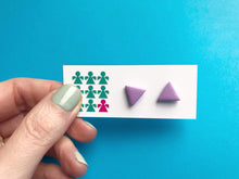 Load image into Gallery viewer, Nine Angels Lilac triangle earrings