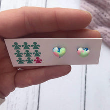 Load image into Gallery viewer, Nine Angels Marbled tie-dye jesmonite heart stud earrings