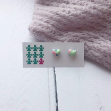 Load image into Gallery viewer, Nine Angels Marbled tie-dye jesmonite heart stud earrings