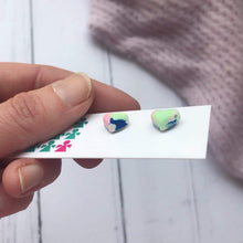 Load image into Gallery viewer, Nine Angels Marbled tie-dye jesmonite heart stud earrings