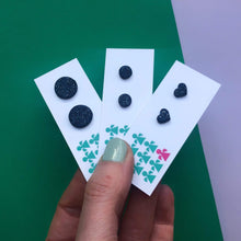 Load image into Gallery viewer, Nine Angels Navy blue glittery circle stud earrings