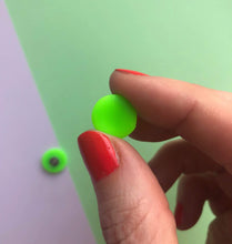 Load image into Gallery viewer, Nine Angels Neon green circle earrings