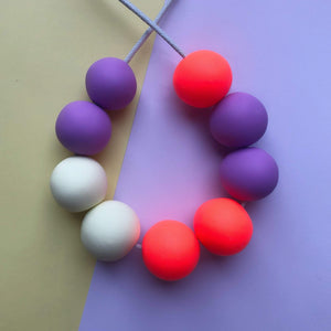Nine Angels Neon orange, lilac & vanilla adjustable necklace