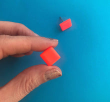 Load image into Gallery viewer, Nine Angels Neon orange square earrings