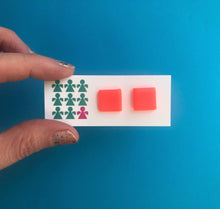 Load image into Gallery viewer, Nine Angels Neon orange square earrings