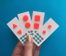 Load image into Gallery viewer, Nine Angels Neon orange square earrings