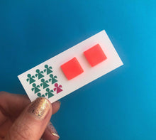 Load image into Gallery viewer, Nine Angels Neon orange square earrings