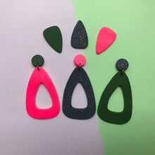 Load image into Gallery viewer, Nine Angels Neon pink and khaki drop earrings