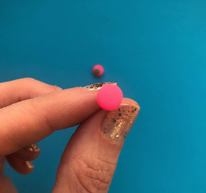 Nine Angels Neon pink mini circle earrings