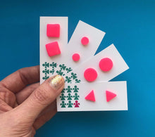 Load image into Gallery viewer, Nine Angels Neon pink square earrings