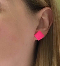 Load image into Gallery viewer, Nine Angels Neon pink square earrings