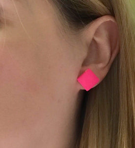 Nine Angels Neon pink square earrings