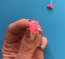 Load image into Gallery viewer, Nine Angels Neon pink triangle earrings