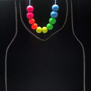 Nine Angels Neon rainbow clay bead necklace