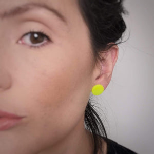 Nine Angels Neon yellow circle earrings