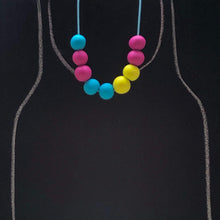 Load image into Gallery viewer, Nine Angels Neon yellow, pink &amp; turquoise clay necklace