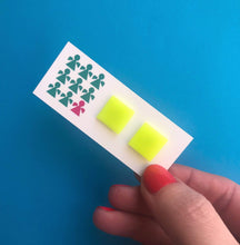 Load image into Gallery viewer, Nine Angels Neon yellow square earrings