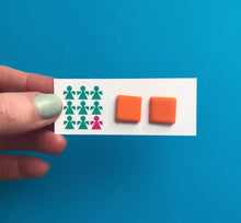 Load image into Gallery viewer, Nine Angels Orange square clay earrings
