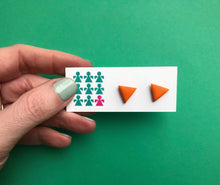 Load image into Gallery viewer, Nine Angels Orange triangle earrings