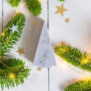 Nine Angels Pastel and silver leaf jesmonite Christmas tree ornaments