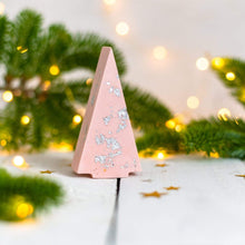 Load image into Gallery viewer, Nine Angels Pink Pastel and silver leaf jesmonite Christmas tree ornaments