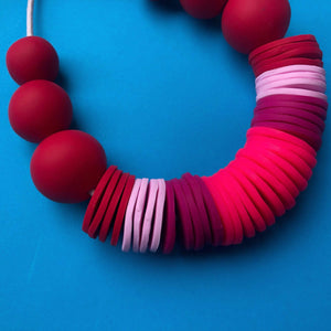Nine Angels Red and neon pink statement necklace